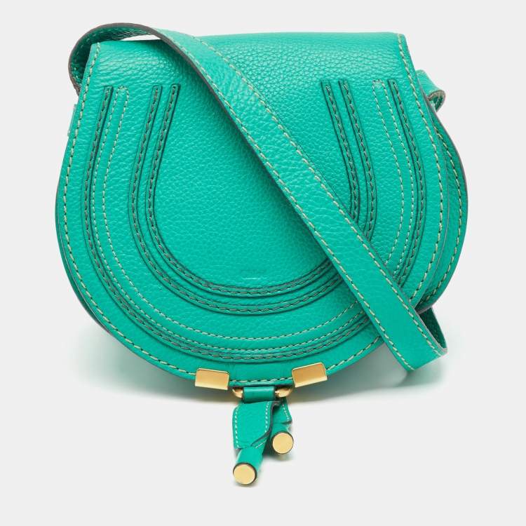 Pre Owned Chloe Light Green Leather Mini Marcie Crossbody Bag