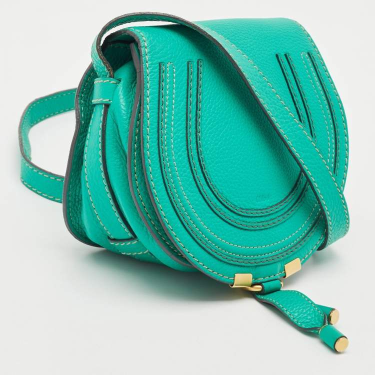 Pre Owned Chloe Light Green Leather Mini Marcie Crossbody Bag