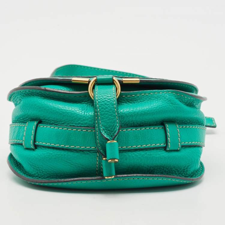 Pre Owned Chloe Light Green Leather Mini Marcie Crossbody Bag