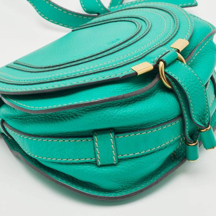 Pre Owned Chloe Light Green Leather Mini Marcie Crossbody Bag