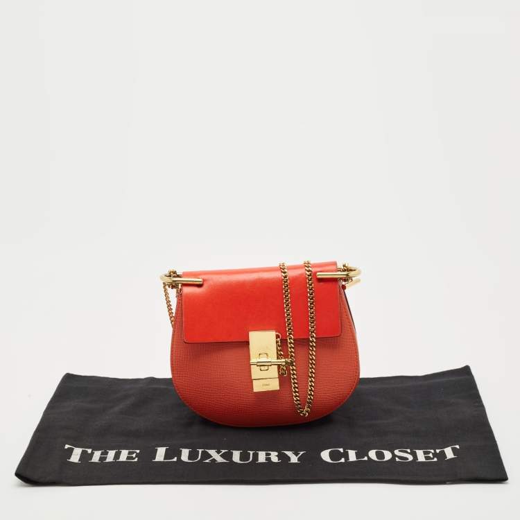 Pre Owned Chloe Red Leather Small Drew Shoulder Bag
