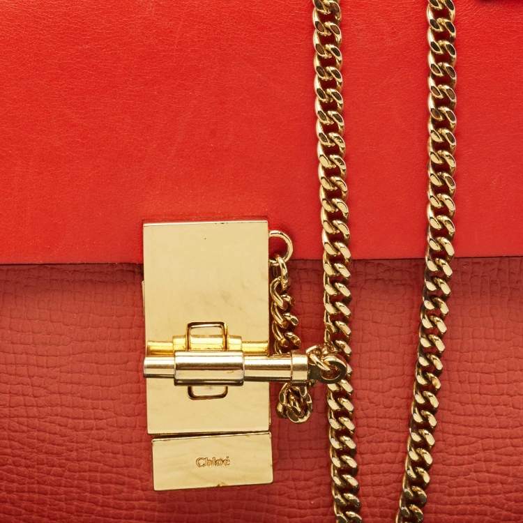 Pre Owned Chloe Red Leather Small Drew Shoulder Bag