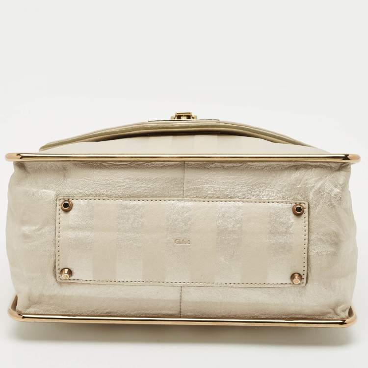 Pre Owned Chloe Metallic Striped Leather Medium Crystal Sally Flap Shoulder Bag