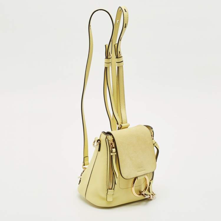Pre Owned Chloe Yellow Leather and Suede Mini Faye Daye Backpack