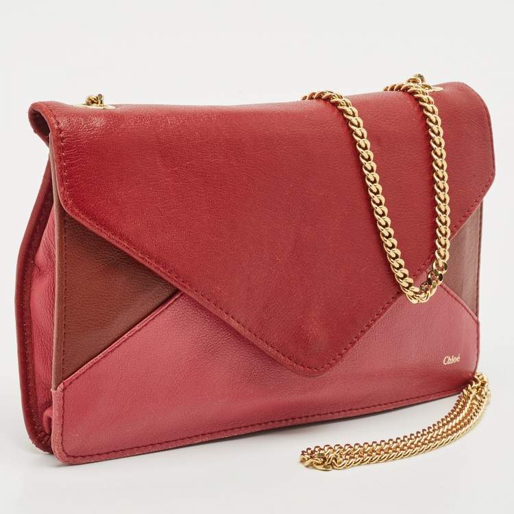 Pre Owned Chloe Multicolor Leather Envelope Flap Chain Clutch