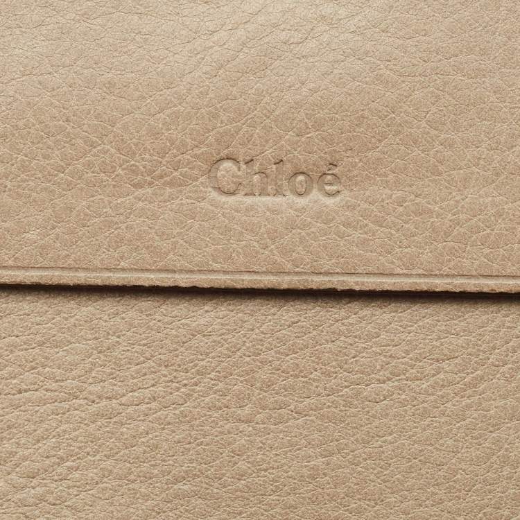 Pre Owned Chloe Grey Leather Braided Flap Card Case