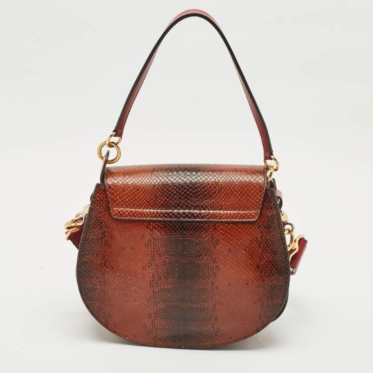 Pre Owned Chloe Tricolor Snake Embossed Leather Large Tess Shoulder Bag