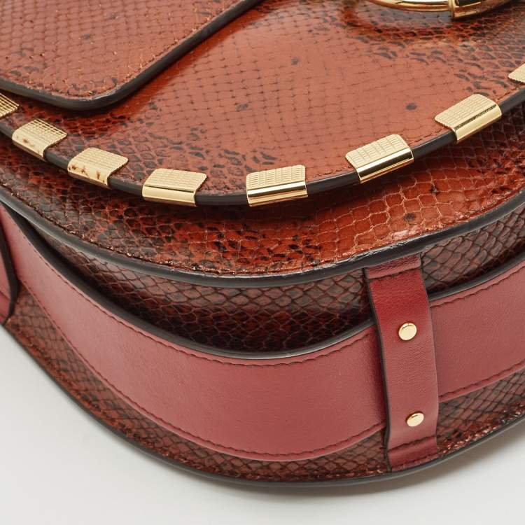 Pre Owned Chloe Tricolor Snake Embossed Leather Large Tess Shoulder Bag