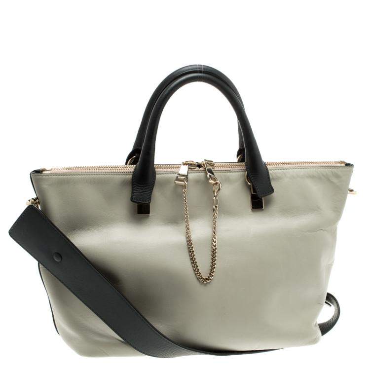 Pre Owned Chloe Black/Beige Leather Medium Baylee Tote
