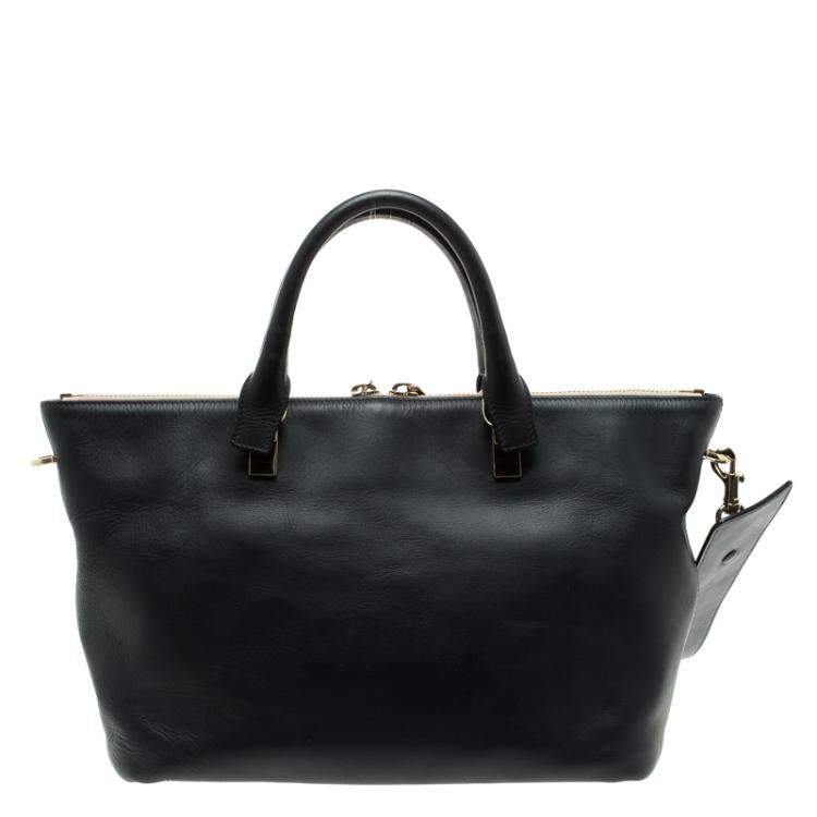 Pre Owned Chloe Black/Beige Leather Medium Baylee Tote