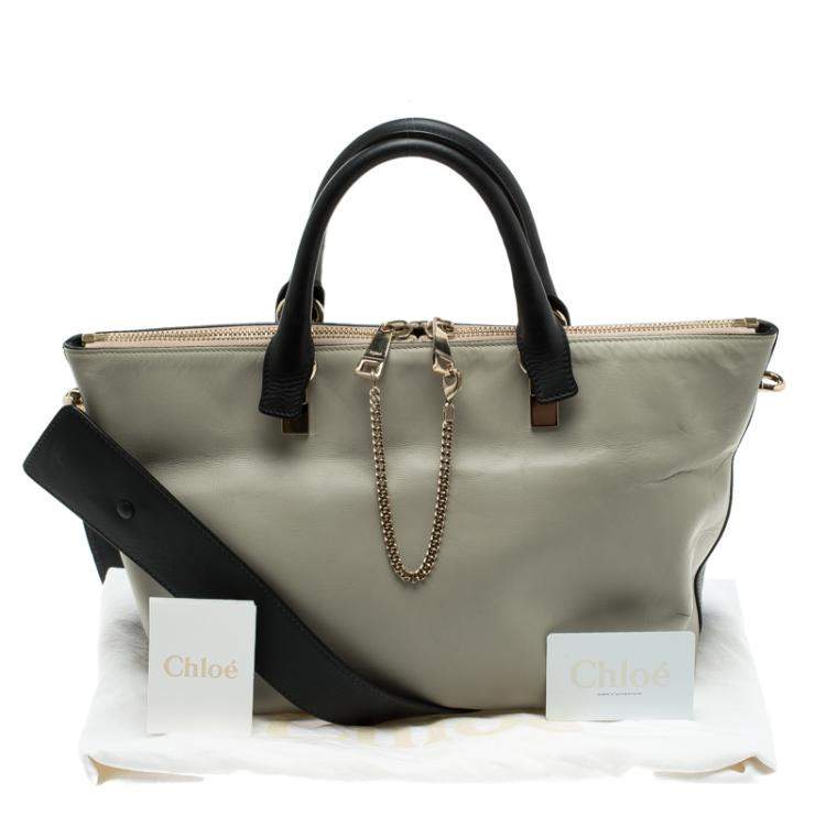 Pre Owned Chloe Black/Beige Leather Medium Baylee Tote
