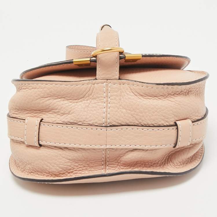Pre Owned Chloé Peach Leather Mini Marcie Crossbody Bag