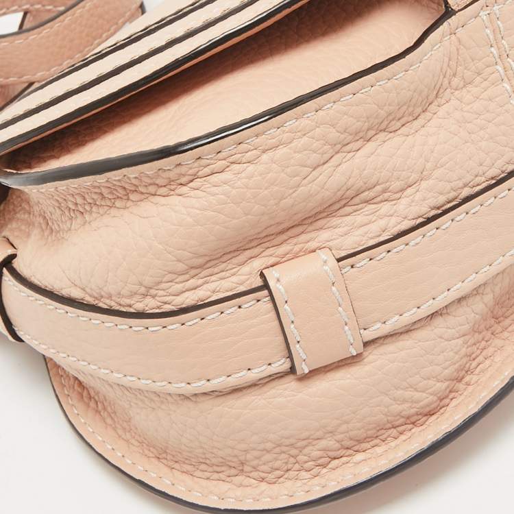 Pre Owned Chloé Peach Leather Mini Marcie Crossbody Bag