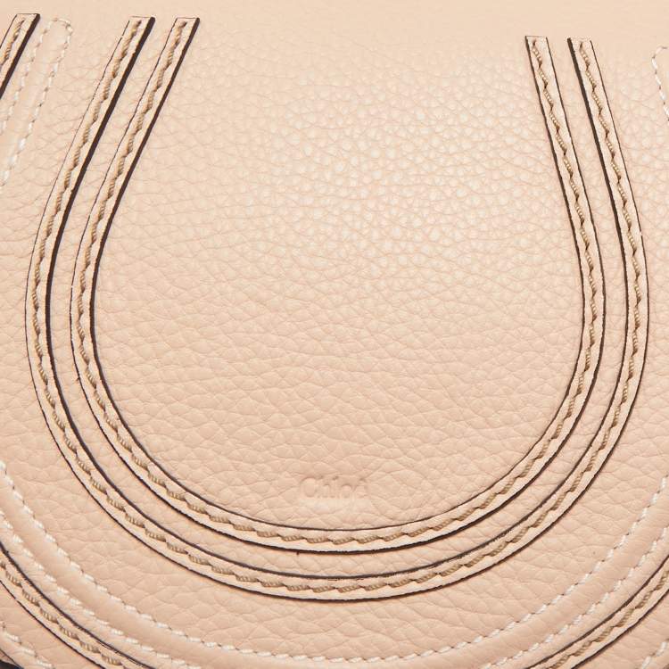 Pre Owned Chloé Peach Leather Mini Marcie Crossbody Bag