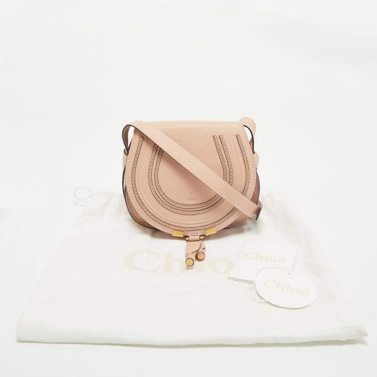 Pre Owned Chloé Peach Leather Mini Marcie Crossbody Bag