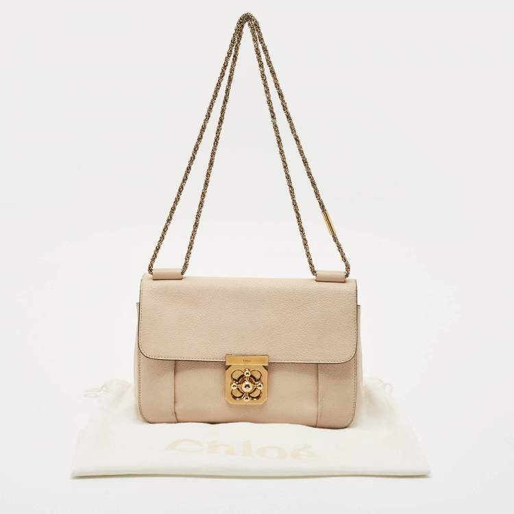 Pre Owned Chloe Peach Leather Medium Elsie Shoulder Bag