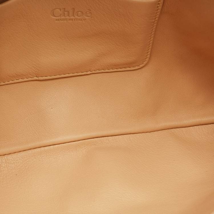 Pre Owned Chloe Cream/Black Printed Fabric Bow Clutch