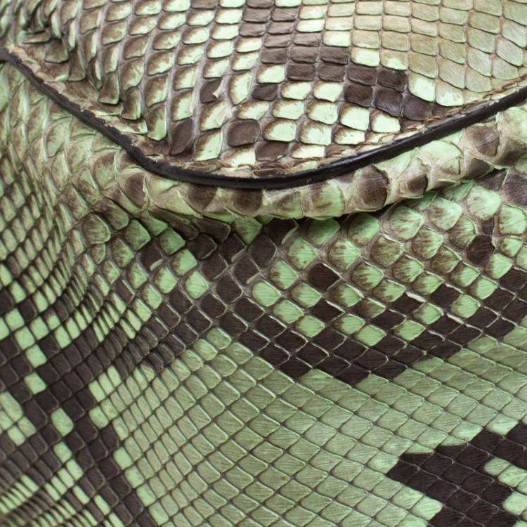 Pre Owned Chloe Brown/Green Python Large Elsie Shoulder Bag