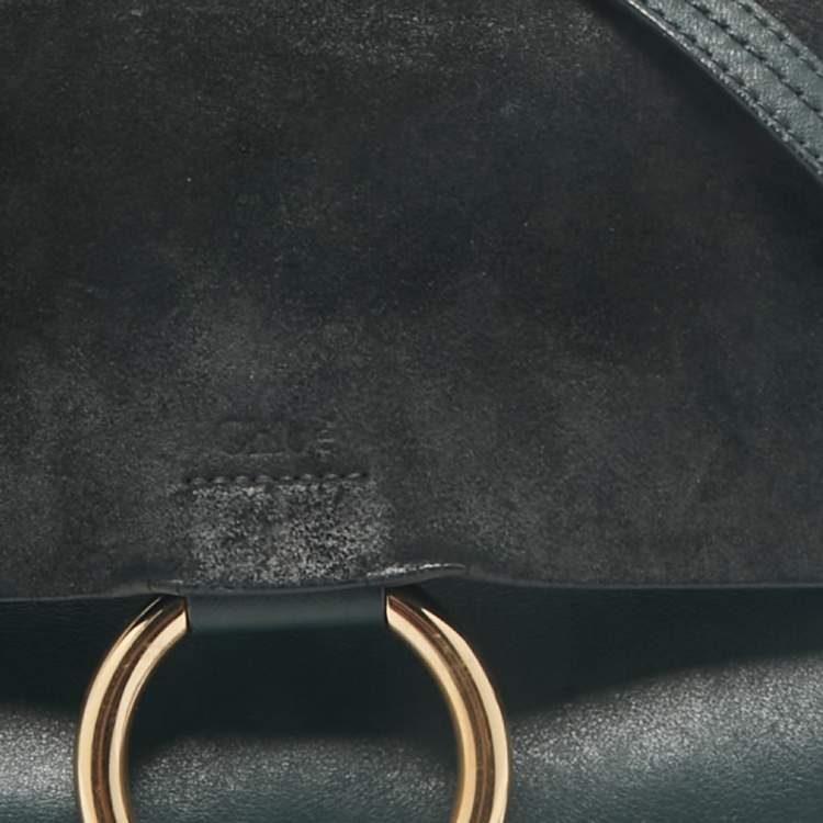 Pre Owned Chloe Dark Green Leather and Suede Small Faye Shoulder Bag
