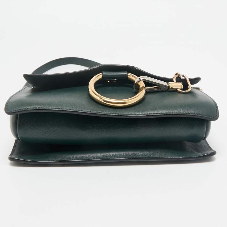 Pre Owned Chloe Dark Green Leather and Suede Small Faye Shoulder Bag