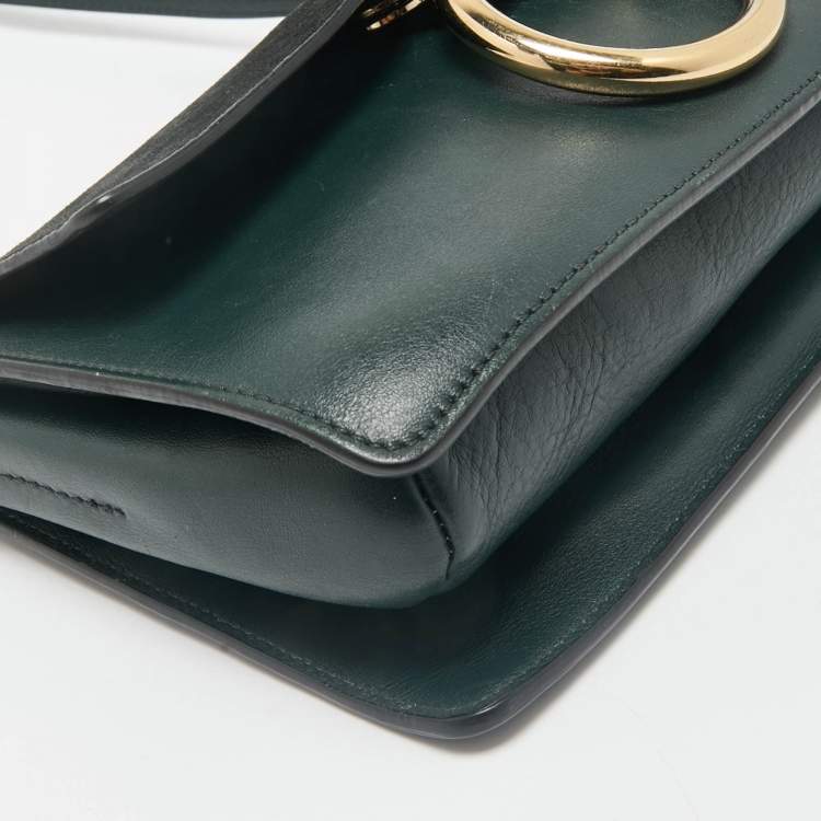 Pre Owned Chloe Dark Green Leather and Suede Small Faye Shoulder Bag