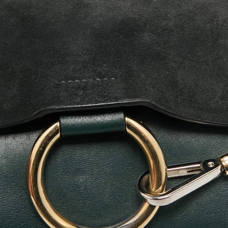Pre Owned Chloe Dark Green Leather and Suede Small Faye Shoulder Bag