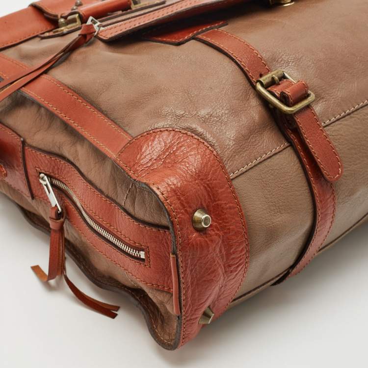 Pre Owned Chloe Brown/Beige Leather Tracy Tote