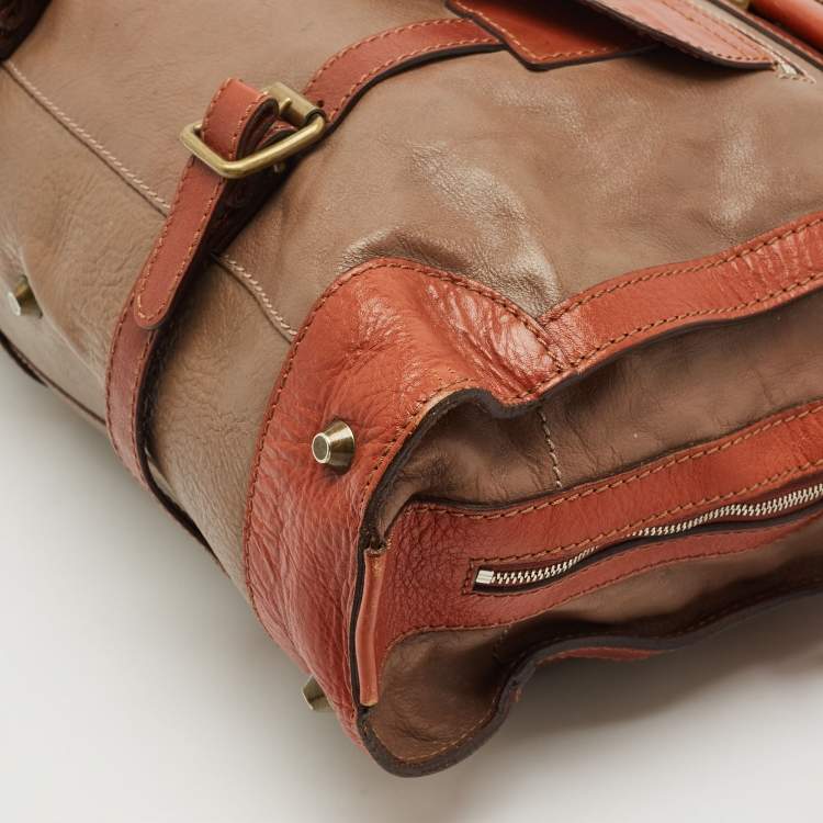 Pre Owned Chloe Brown/Beige Leather Tracy Tote