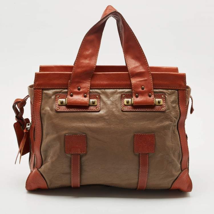 Pre Owned Chloe Brown/Beige Leather Tracy Tote