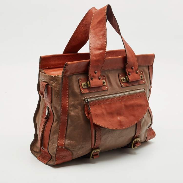 Pre Owned Chloe Brown/Beige Leather Tracy Tote
