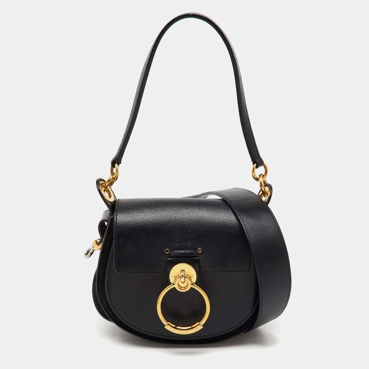 Pre Owned Chloe Black Leather and Suede Small Tess Shoulder Bag