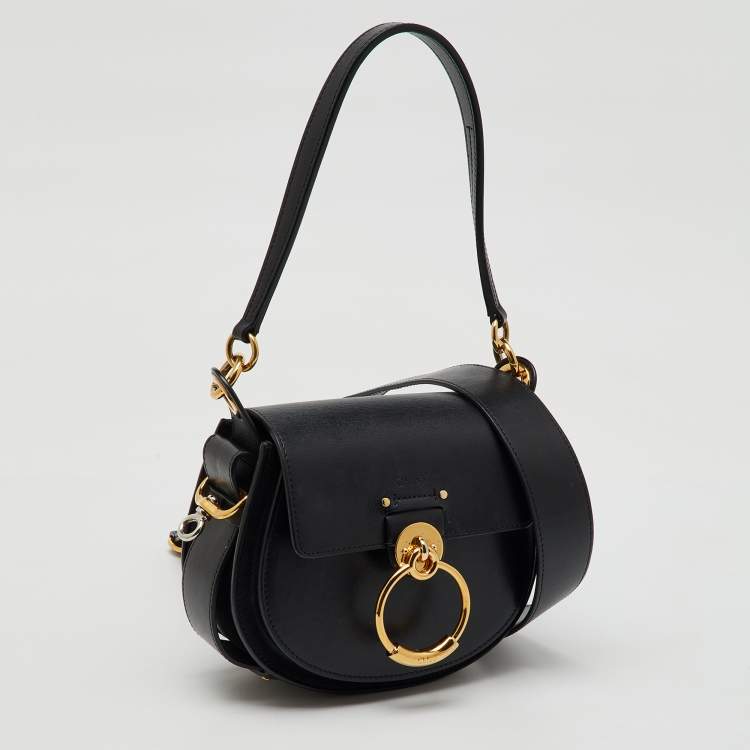 Pre Owned Chloe Black Leather and Suede Small Tess Shoulder Bag