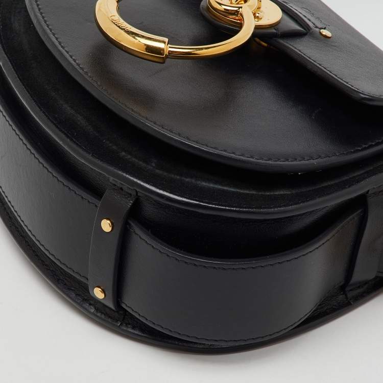 Pre Owned Chloe Black Leather and Suede Small Tess Shoulder Bag