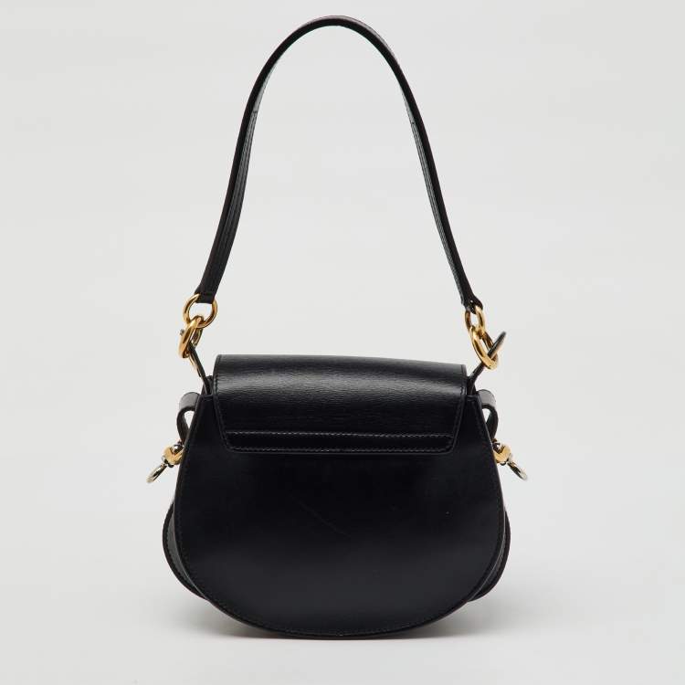 Pre Owned Chloe Black Leather and Suede Small Tess Shoulder Bag