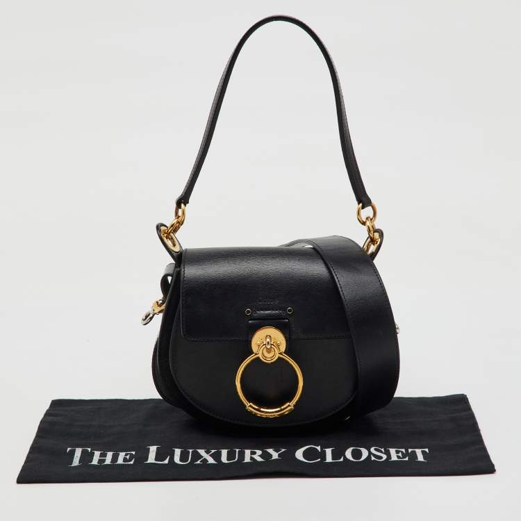 Pre Owned Chloe Black Leather and Suede Small Tess Shoulder Bag