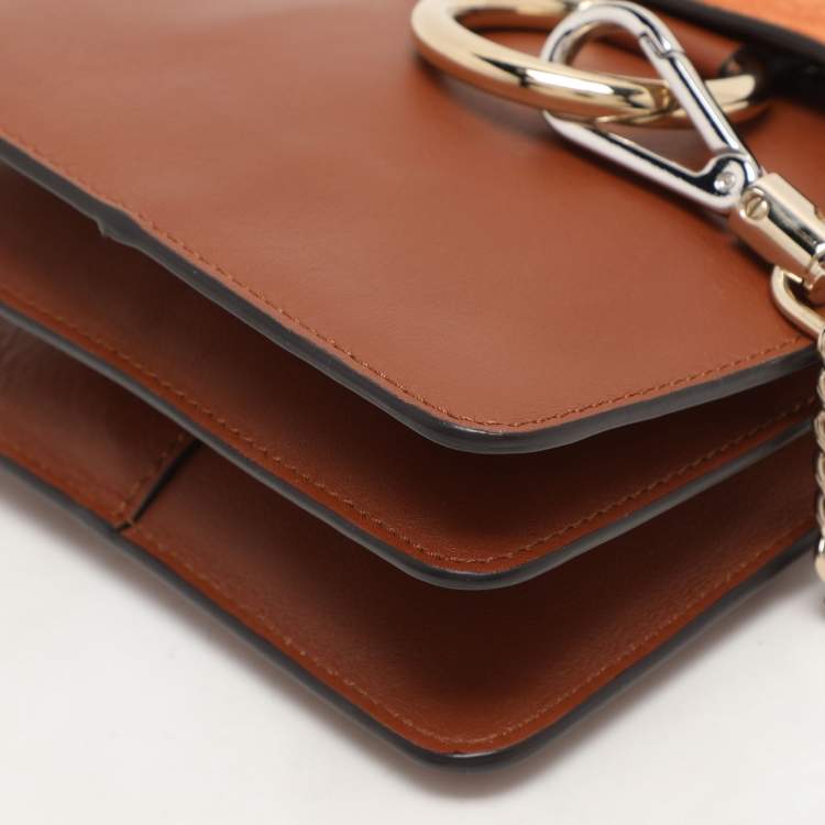 مملوكة مسبقًا Chloé Brown Leather and Suede Mini Faye Crossbody Bag