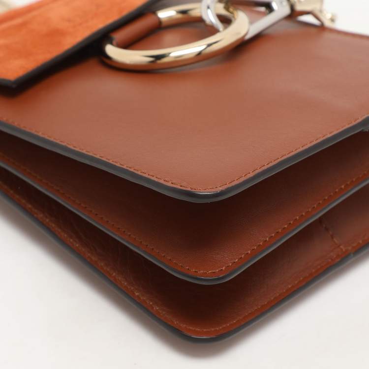 مملوكة مسبقًا Chloé Brown Leather and Suede Mini Faye Crossbody Bag