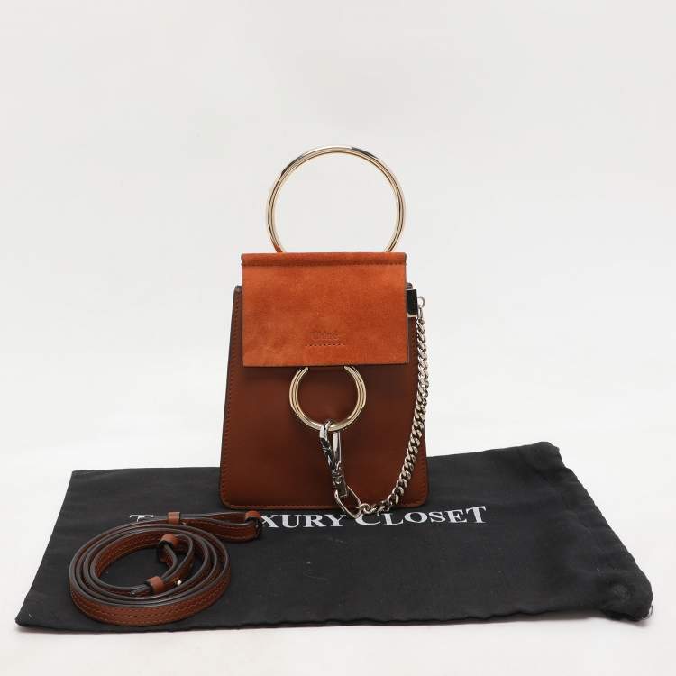 مملوكة مسبقًا Chloé Brown Leather and Suede Mini Faye Crossbody Bag