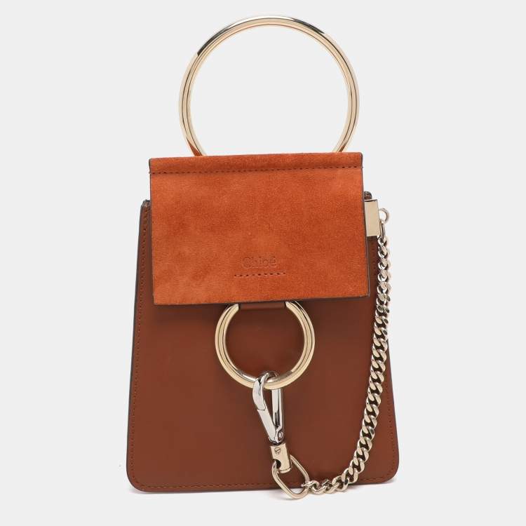 مملوكة مسبقًا Chloé Brown Leather and Suede Mini Faye Crossbody Bag