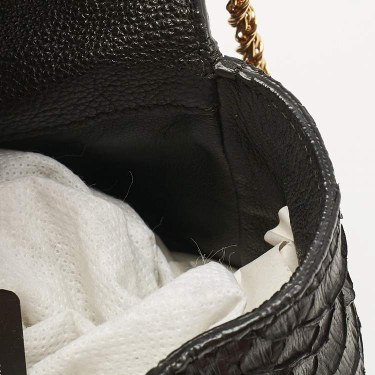 مملوكة مسبقًا Chloe Black Python Medium Elsie Chain Shoulder Bag