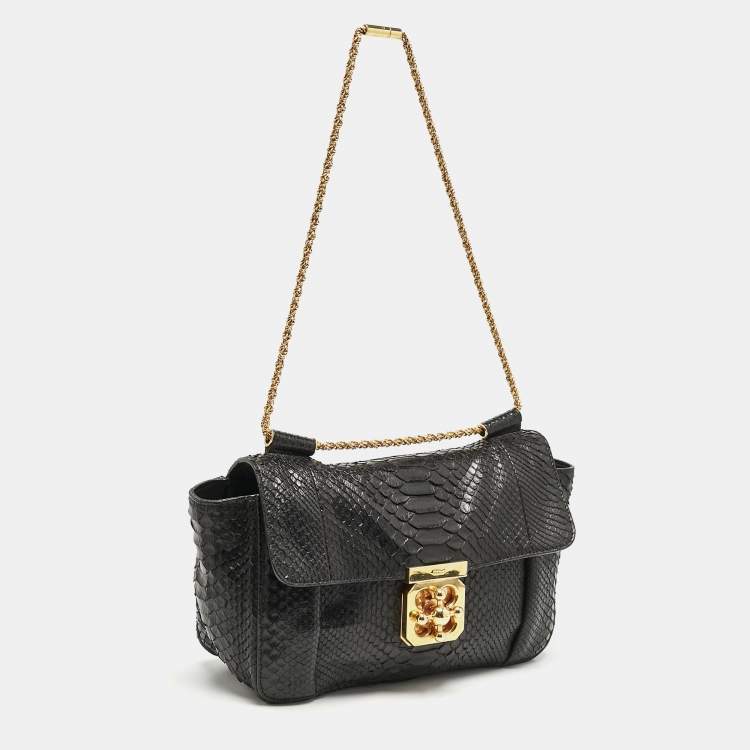 مملوكة مسبقًا Chloe Black Python Medium Elsie Chain Shoulder Bag