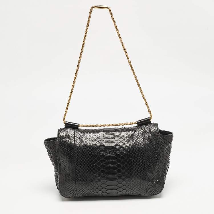 مملوكة مسبقًا Chloe Black Python Medium Elsie Chain Shoulder Bag