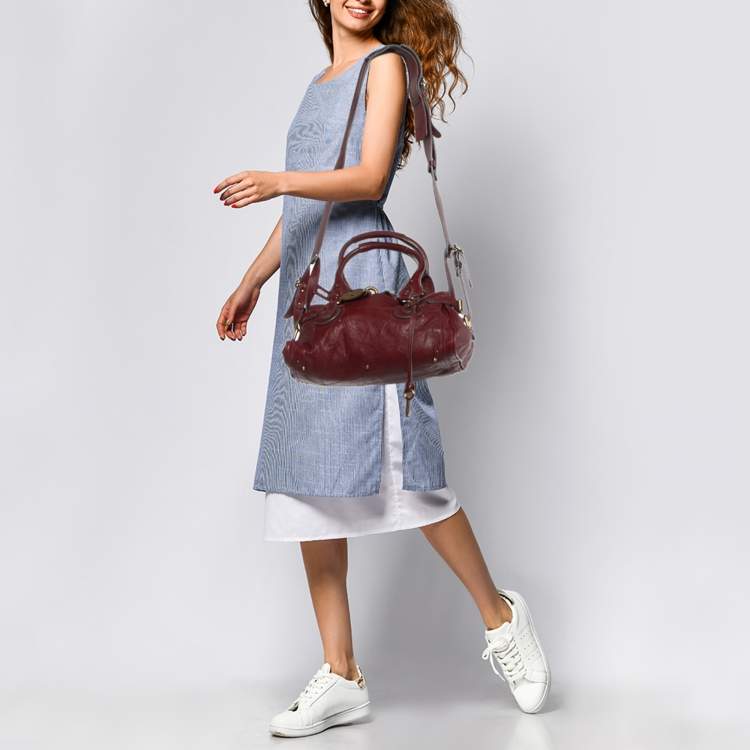 Pre Owned Chloé Burgundy Leather Medium Paddington Satchel