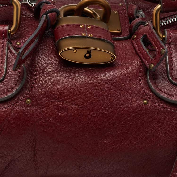 Pre Owned Chloé Burgundy Leather Medium Paddington Satchel