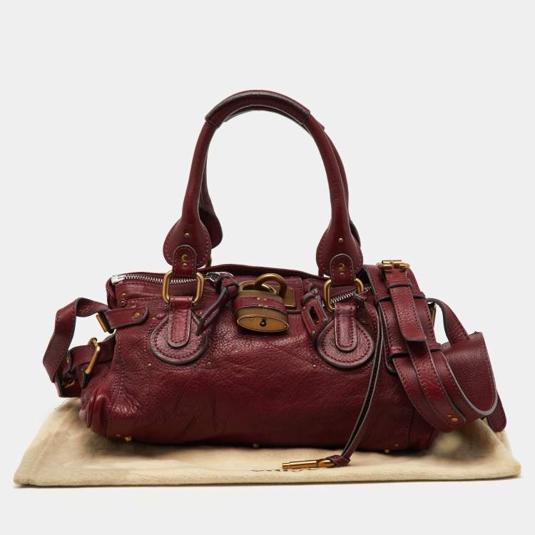 Pre Owned Chloé Burgundy Leather Medium Paddington Satchel