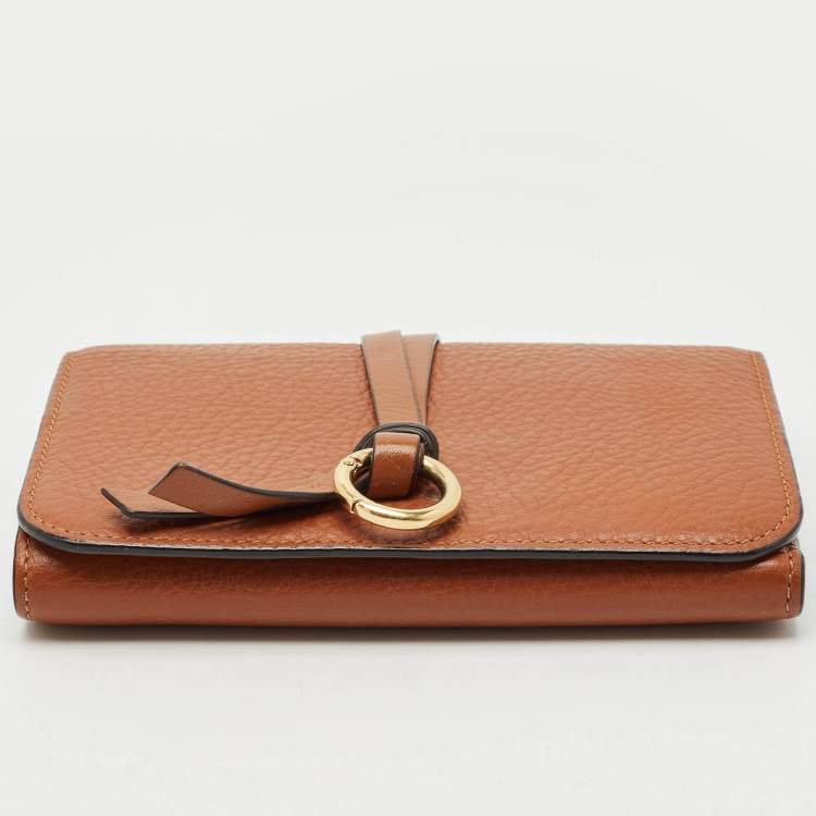 Pre Owned Chloe Brown Leather Alphabet Compact Wallet