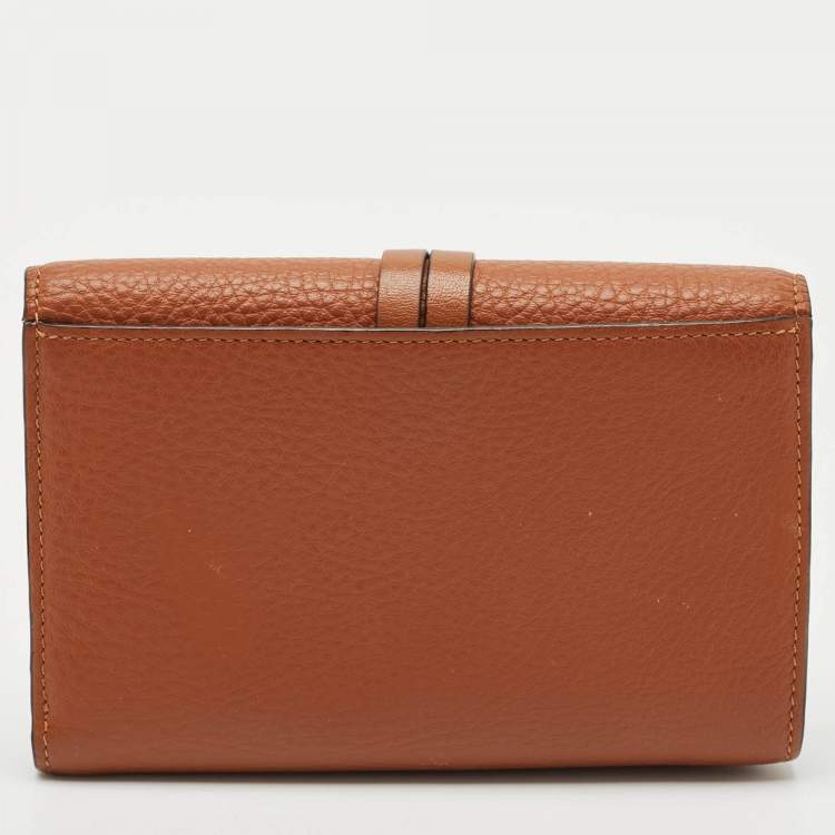 Pre Owned Chloe Brown Leather Alphabet Compact Wallet