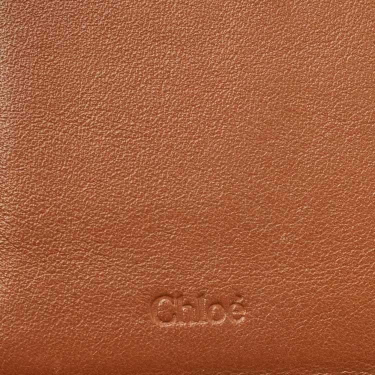Pre Owned Chloe Brown Leather Alphabet Compact Wallet