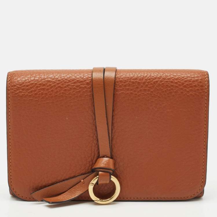 Pre Owned Chloe Brown Leather Alphabet Compact Wallet