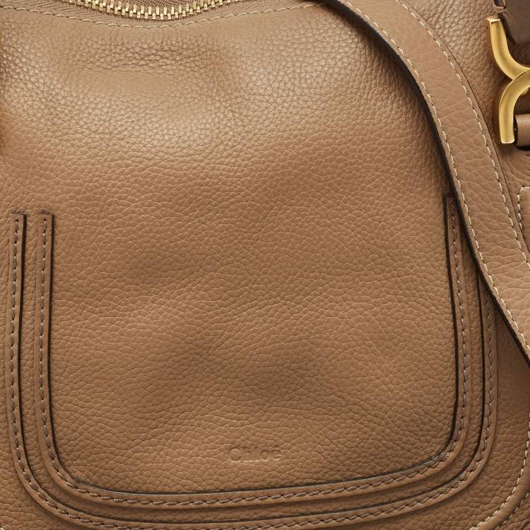 Pre Owned Chloe Two Tone Brown Leather Medium Marcie Shoulder Bag